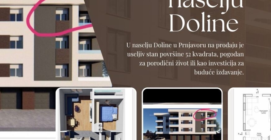 Useljiv stan od 52 mยฒ na prodaju u naselju Doline u Prnjavoru