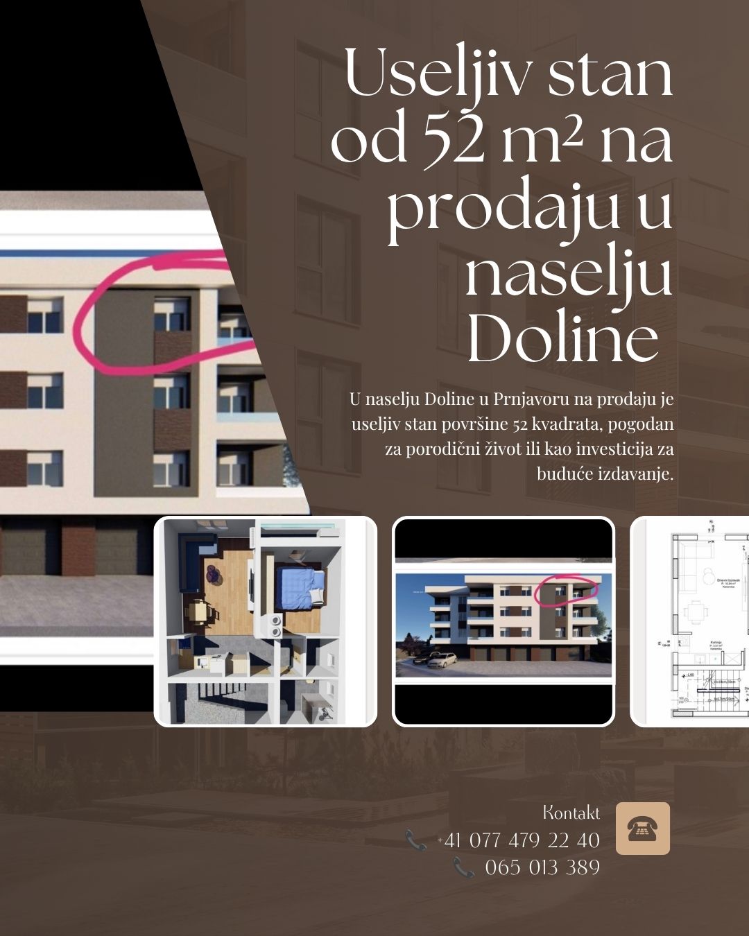 Useljiv stan od 52 m² na prodaju u naselju Doline u Prnjavoru