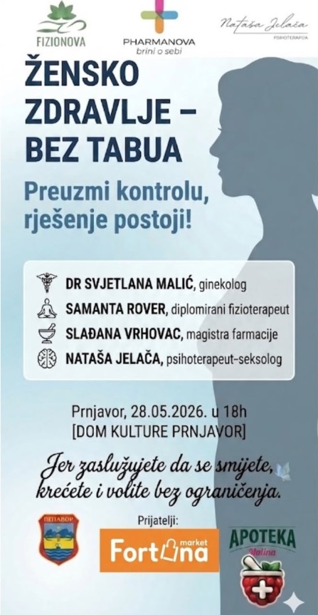 Predavanje „Žensko zdravlje – bez tabua“ 28. maja u Prnjavoru
