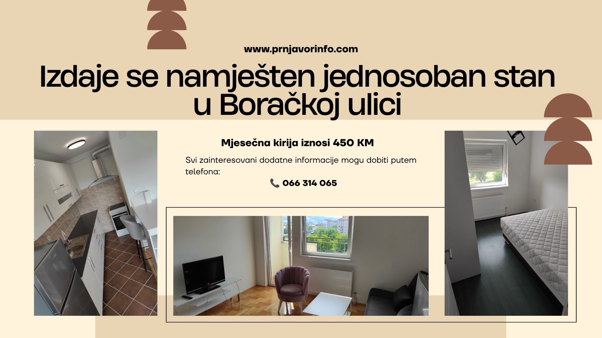 Izdaje se namješten jednosoban stan u Boračkoj ulici