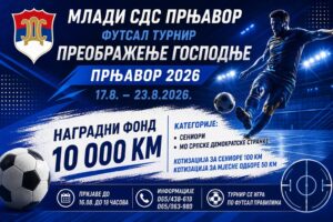 Jubilarni 20. futsal turnir „Preobraženje Gospodnje – Prnjavor 2026“ od 17. do 23. avgusta