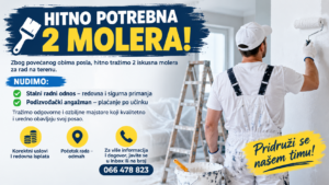 Hitno potrebna dva molera: Stalni radni odnos ili podizvođački angažman