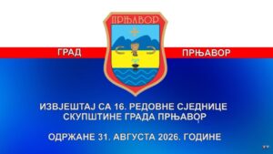 Izvještaj sa 16. redovne sjednice Skupštine grada Prnjavor, održane 31.08.2026. godine – TV K3