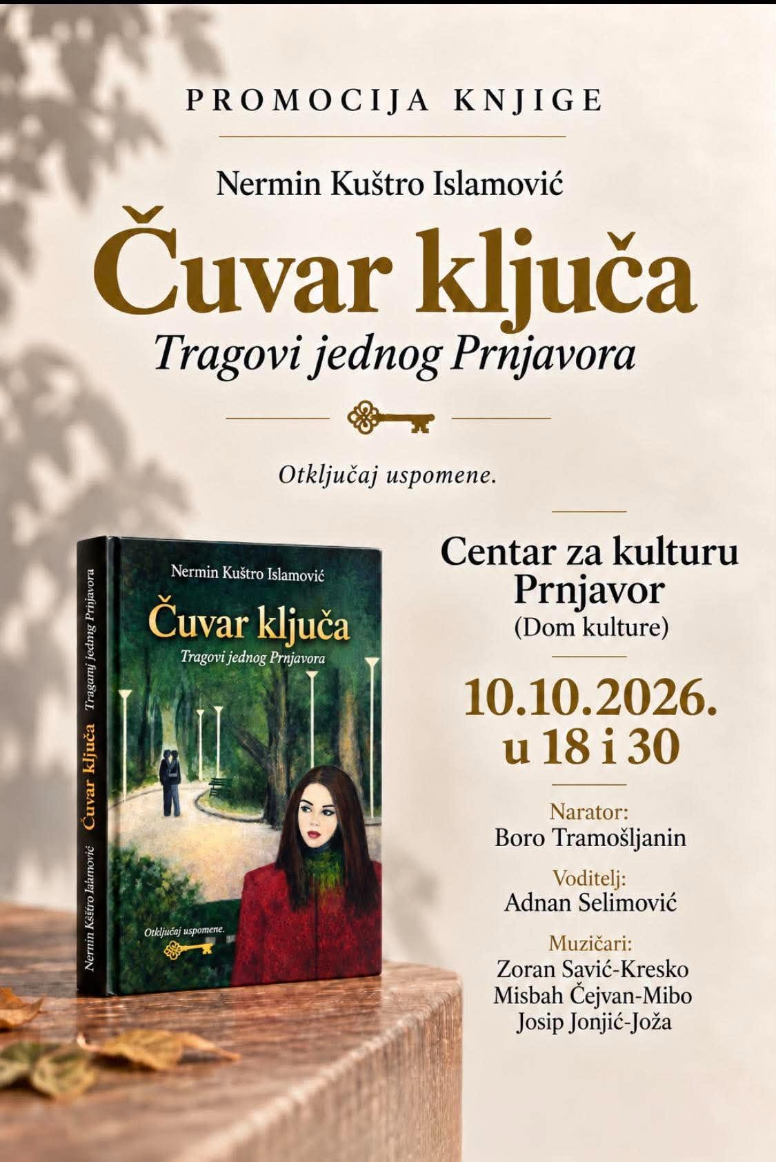 Promocija knjige „Čuvar ključa – Tragovi jednog Prnjavora“ 10. oktobra u Domu kulture