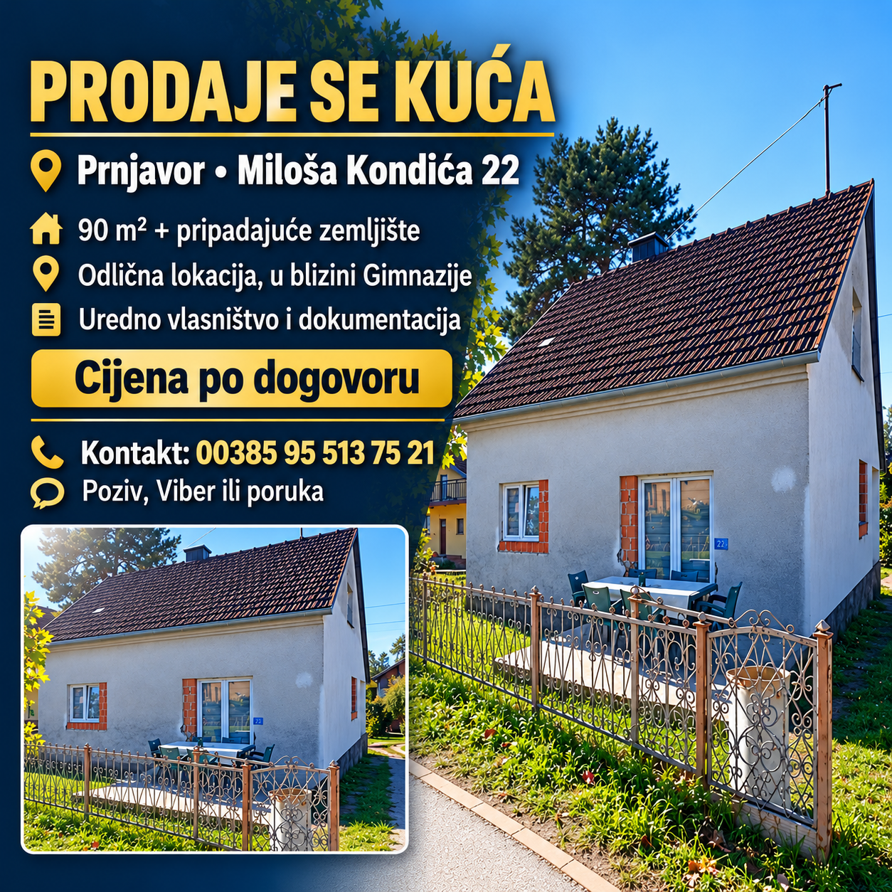 Na prodaju kuća u Prnjavoru, u blizini Gimnazije