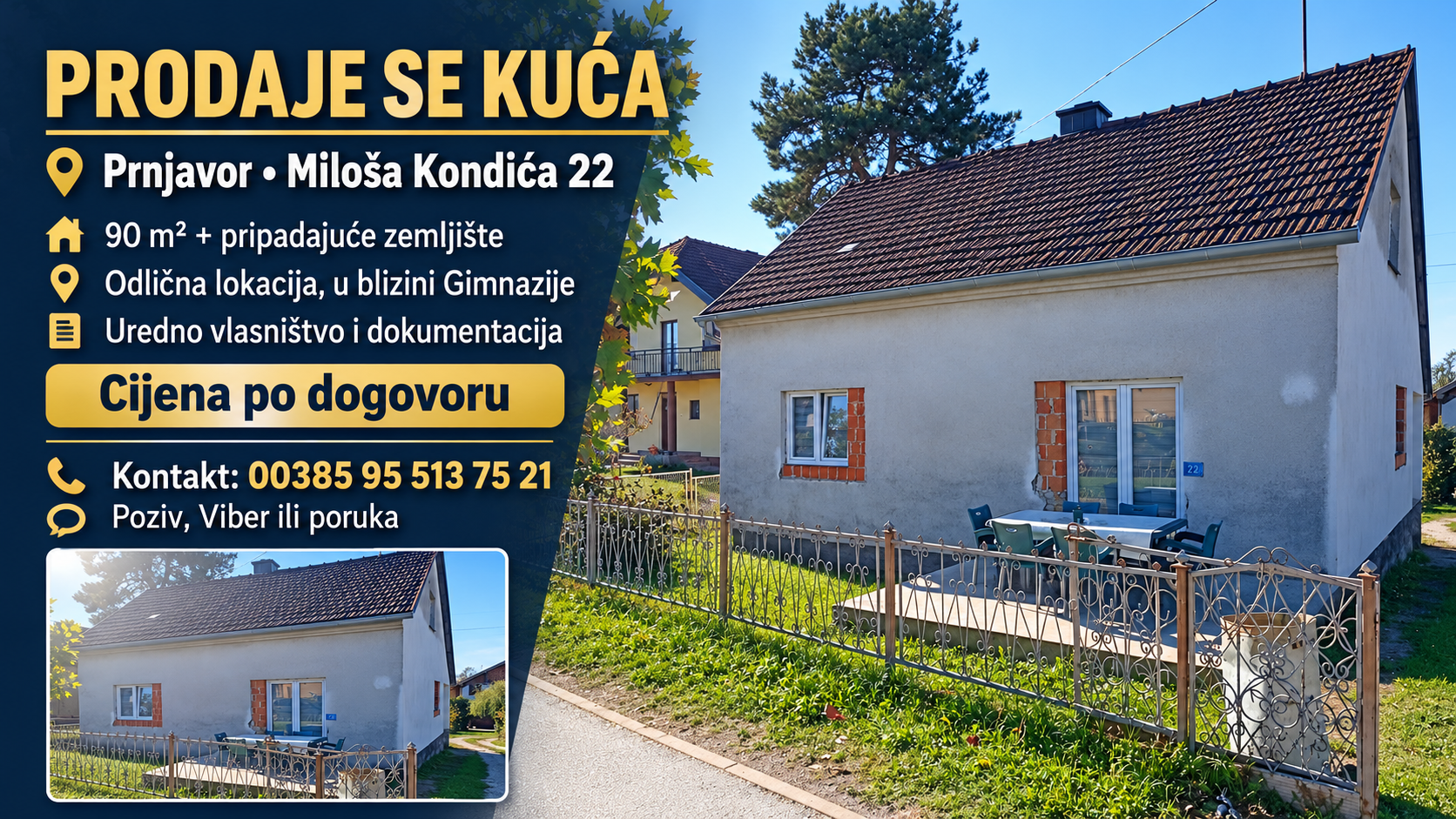 Na prodaju kuća u Prnjavoru, u blizini Gimnazije